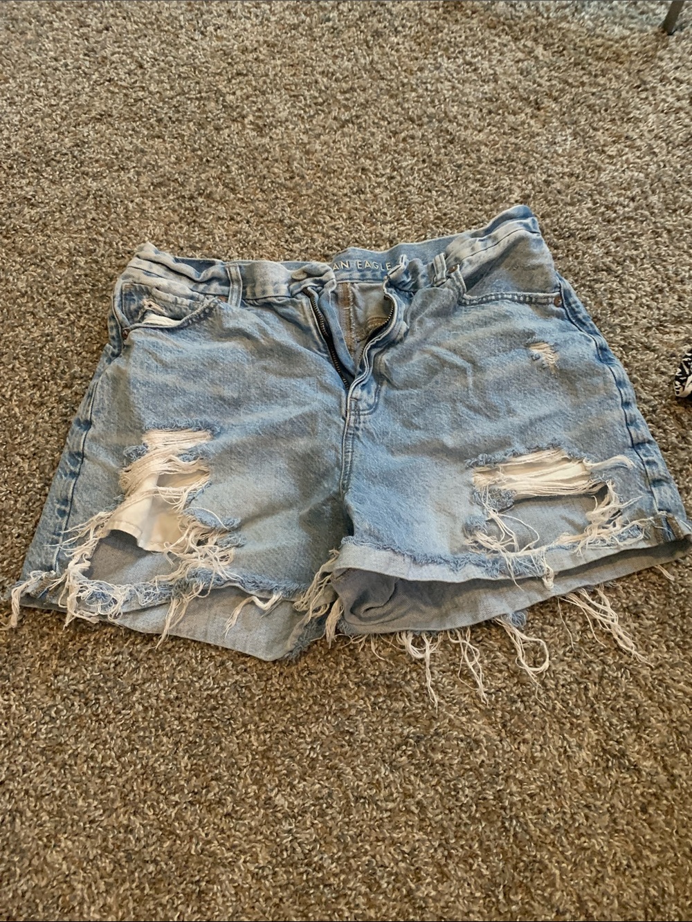 American Eagle Outfitters Light Blue Ripped Denim Shorts